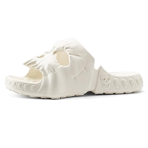 jinwinda Skull Slide Mikitutu Skull Slide Sandalen für Damen Herren EVA Slipper(Weiß, 38/39EU) von jinwinda