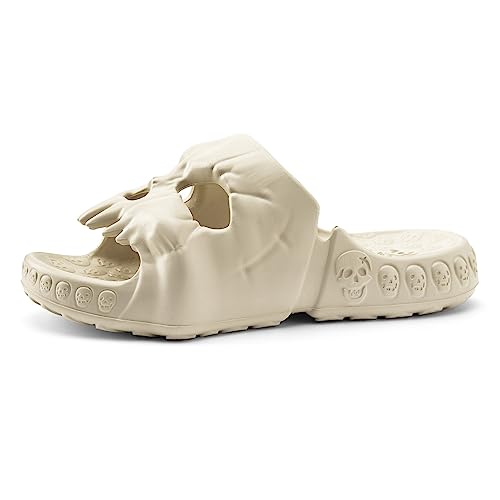 jinwinda Skull Slide Mikitutu Skull Slide Sandalen für Damen Herren EVA Slipper(Beige, 38/39EU) von jinwinda