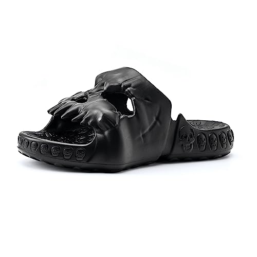 jinwinda Skull Slide Mikitutu Skull Slide Sandalen für Damen Herren EVA Slipper(Schwarz, 36/37EU) von jinwinda