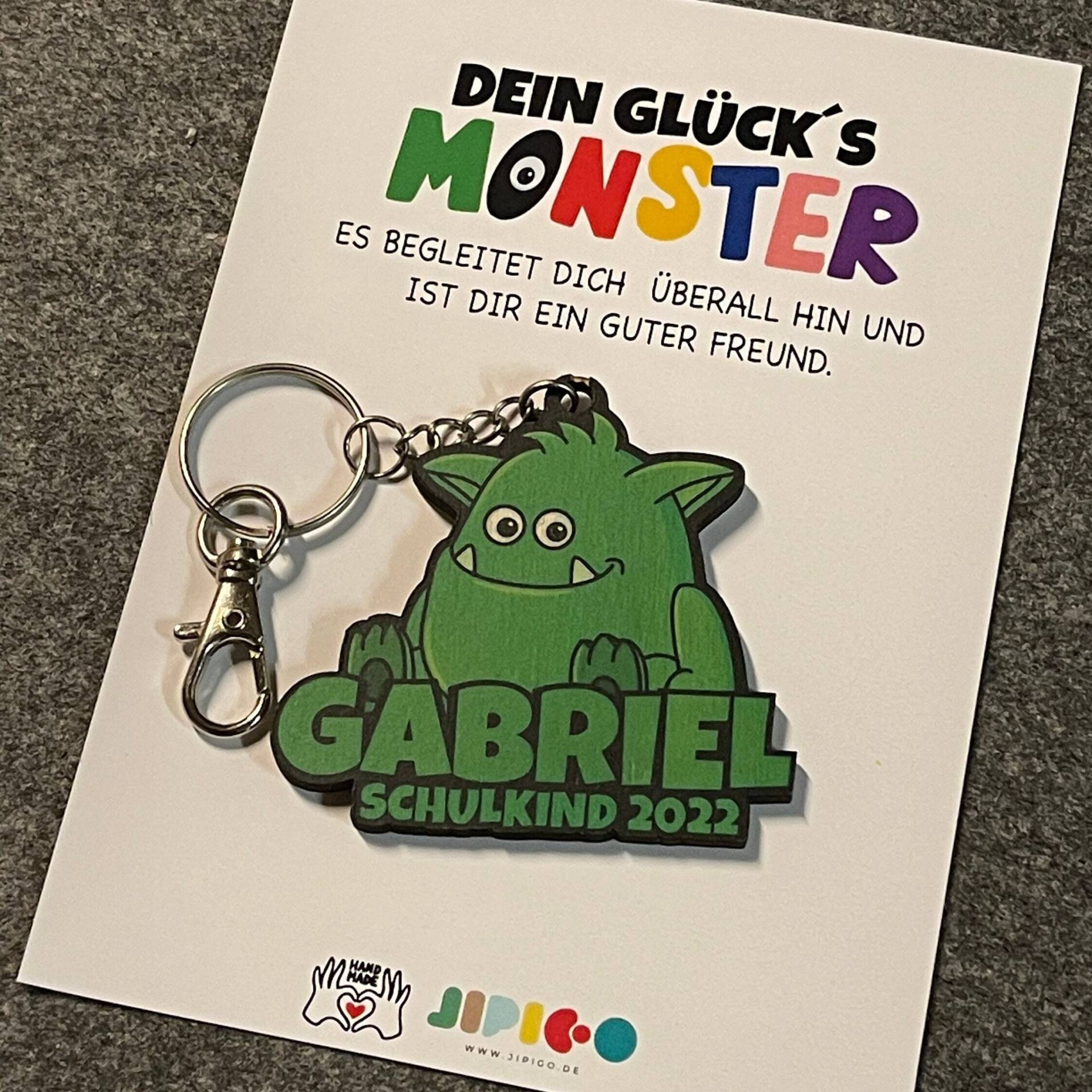 Glücksmonster Zum Schulanfang, Schlüsselanhänger Personalisiertes Geschenk, Schulkind, Kindergarten, Rucksackanhänger Namensschild Glücksmonster Zum Schulanfang, Schlüsselanhänger Personalisiertes Geschenk, Schulkind, Kindergarten, Rucksackanhänger Namensschild von jipigo
