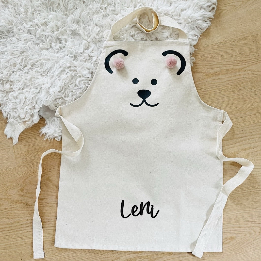 Kinderschürze Bär Mit Namen | Personalisierte Kochschürze „Jippie Cookie "Bear Backschürze Weihnachten Mädchen Schürze Jungen von jippieYAY