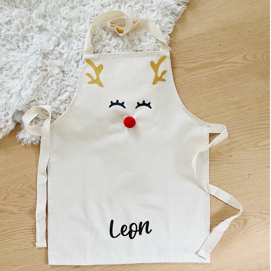 Kinderschürze Rentier Mit Namen | Personalisierte Kochschürze |„Jippie Cookie" Backschürze Weihnachten Mädchen Schürze Jungen von jippieYAY