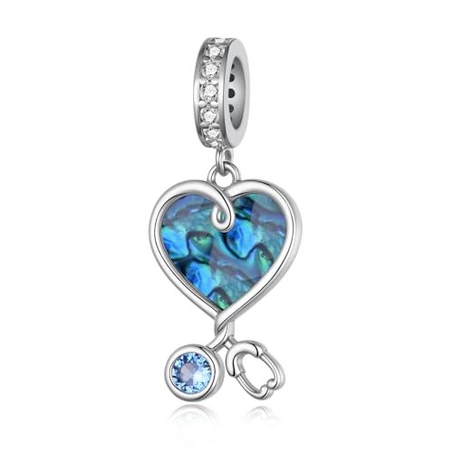 Krankenschwester-Anhänger für Armbänder, 925er-Sterlingsilber, Stethoskop-Anhänger für Armbänder, Krankenschwester-Schmuck, Geschenke für Frauen, Krankenschwestern, Ärzte, Medizinstudenten von jiulegufa