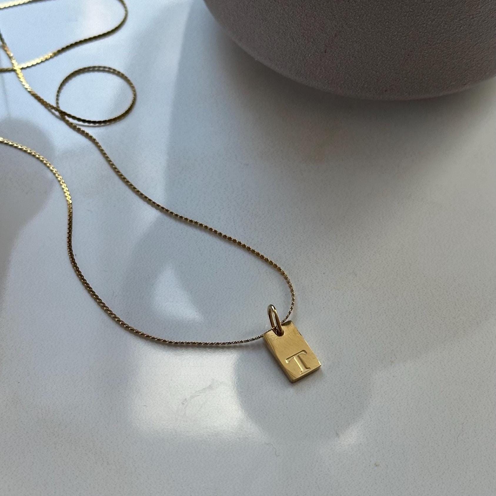 Kette Anhänger Buchstabe Initialien Edelstahl Gold Vergoldet Geschenkidee Kinder Taufe Kommunion Geburtstag Konfirmation Tierhalsband T von jjdjewels