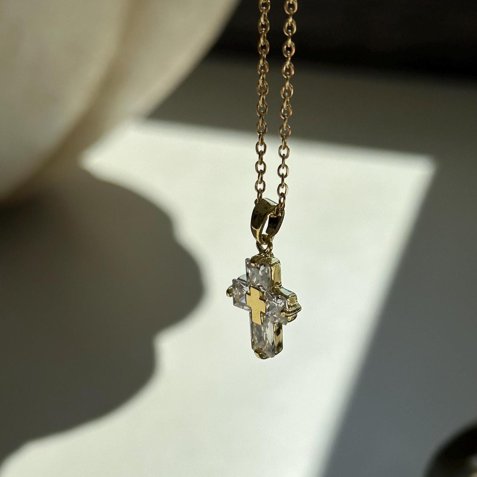 Kette Kreuz 304L Edelstahl 14 Karat Vergoldet Jesus Geschenkidee Kinder Taufe Kommunion Geburtstag Konfirmation Glaube von jjdjewels