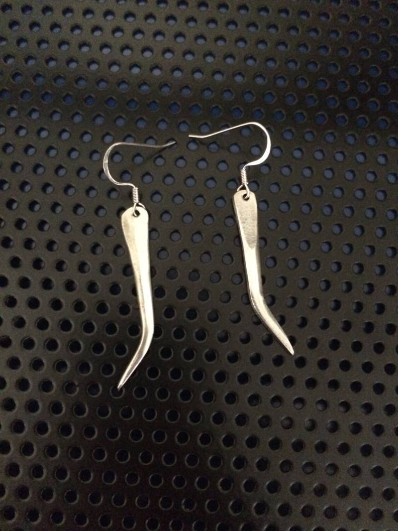 Gehämmerte Gabel Zinken Ohrringe Vintage Zurückgefordert Silber Schmuck Metall Smith Antikes Überzogene Recycelte Einzigartige Ohrkunst von jjevensen