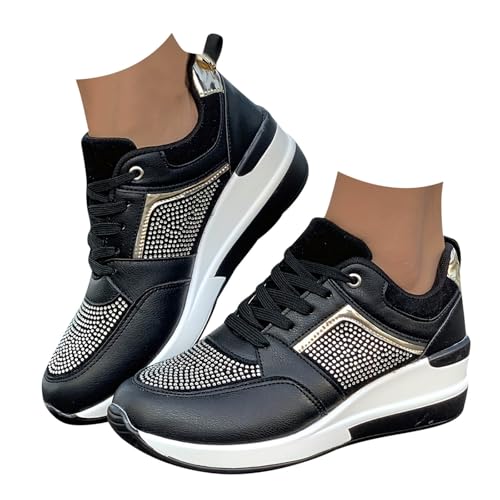 Freizeitschuhe Damen Bestickte Sneaker Spitze Blumen Atmungsaktive Stoffschuhe Elegante Frauen Schnürhalbschuhe Laufschuhe Leicht Freizeit Flache Schuhe Loafer Walkingschuhe von jkhhi
