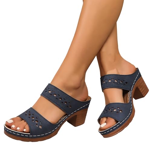 jkhhi Damen Plateau Pantoletten Weiche PU Leder Hausschuhe Keilabsatz Sandalen Sommer Peeptoe Sandalette Slide jkhhi Damen Plateau Pantoletten Weiche PU Leder Hausschuhe Keilabsatz Sandalen Sommer Peeptoe Sandalette Slide von jkhhi