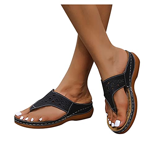 jkhhi Damen Plateau Pantoletten Weiche PU Leder Hausschuhe Keilabsatz Sandalen Sommer Peeptoe Sandalette Slide von jkhhi