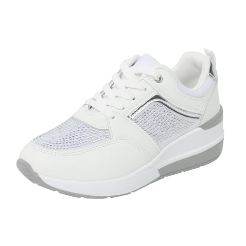 jkhhi Damen Sneaker Low Spitze Wanderhalbschuhe Elegant Spitze Turnschuhe mit Spitze Sommerschuhe Netz Laufschuhe Sportschuhe Platform Mesh Freizeitschuhe Freizeit Fitness rutschfest Halbschuhe von jkhhi