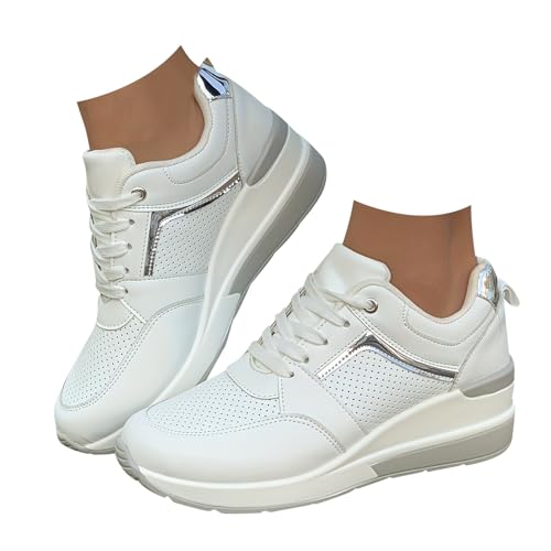 jkhhi Damen Sneaker Low Spitze Wanderhalbschuhe Elegant Spitze Turnschuhe mit Spitze Sommerschuhe Netz Laufschuhe Sportschuhe Platform Mesh Freizeitschuhe Freizeit Fitness rutschfest Halbschuhe von jkhhi