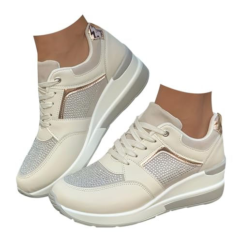 jkhhi Damen Sneaker Low Spitze Wanderhalbschuhe Elegant Spitze Turnschuhe mit Spitze Sommerschuhe Netz Laufschuhe Sportschuhe Platform Mesh Freizeitschuhe Freizeit Fitness rutschfest Halbschuhe von jkhhi