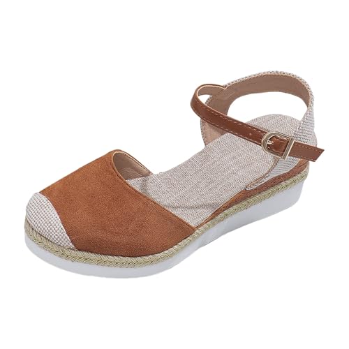 jkhhi Plateau Sandalen Damen Espadrilles mit Keilabsatz Keilsandalen Absatz Espandrillos Sommer Frauen Schuhe Geschlossene Schwarz Khaki 36 EU-43 EU von jkhhi