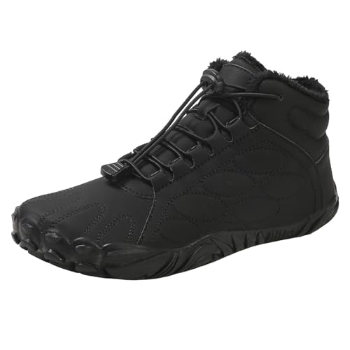 jkhhi Winter Barfußschuhe Damen Herren Barfussschuhe Warm Gefüttert Winterschuhe Wasserabweisend Traillaufschuhe Bequem Winterstiefel mit Breite Zehenbox von jkhhi