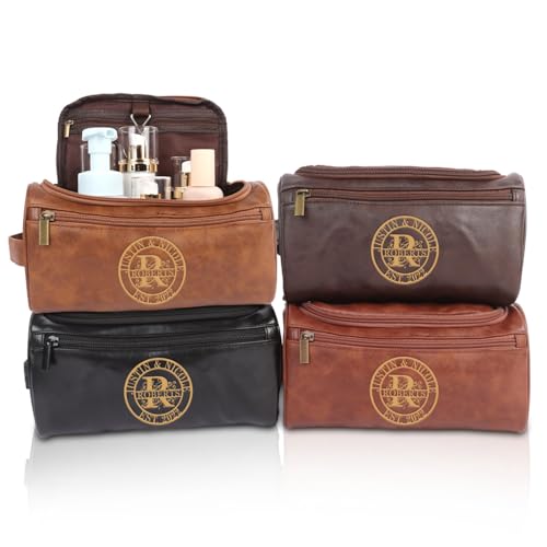 jklitio Leder-Kulturbeutel für Herren, personalisiertes Rasierset mit Namen oder Monogramm, großer Reise-Organizer, Hochzeitsbräutigam, Geschenk, Vatertagsgeschenk für Ihn, Braun, Kosmetiktasche jklitio Leder-Kulturbeutel für Herren, personalisiertes Rasierset mit Namen oder Monogramm, großer Reise-Organizer, Hochzeitsbräutigam, Geschenk, Vatertagsgeschenk für Ihn, Braun, Kosmetiktasche von jklitio