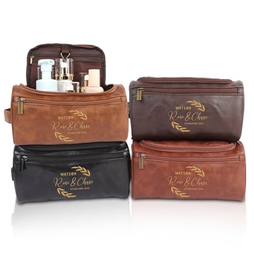 jklitio Monogrammierter Herren-Kulturbeutel, personalisierbar, mit Gravur, individueller Reise-Organizer für Vater, Ehemann, Freund, Opa, Hochzeits- oder Weihnachtsgeschenk, Braun, Kosmetiktasche jklitio Monogrammierter Herren-Kulturbeutel, personalisierbar, mit Gravur, individueller Reise-Organizer für Vater, Ehemann, Freund, Opa, Hochzeits- oder Weihnachtsgeschenk, Braun, Kosmetiktasche von jklitio