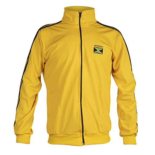Jamaika-Flagge Gelb Capoeira Zip Up Jacke Trainingsanzug Pullover Unisex Top Sweatshirt, gelb, XXL von JL Sport
