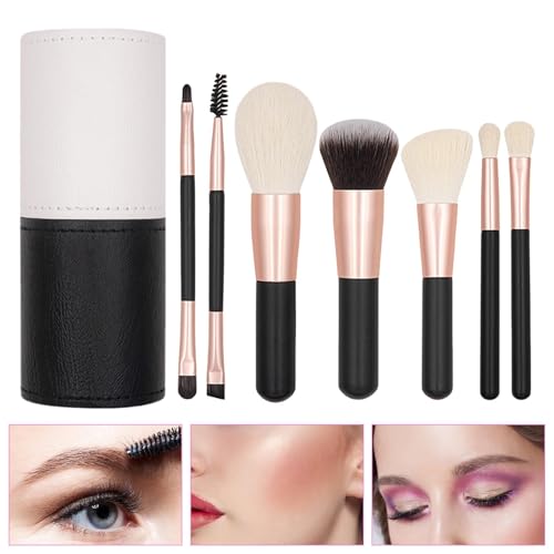 jlceh Kleines Make-up-Pinsel-Set, 7 Reise-Make-up-Pinsel mit Reiseetui, Kosmetikpinsel, weiche Borsten, Make-up-Pinsel für Foundation, Concealer, Lidschatten jlceh Kleines Make-up-Pinsel-Set, 7 Reise-Make-up-Pinsel mit Reiseetui, Kosmetikpinsel, weiche Borsten, Make-up-Pinsel für Foundation, Concealer, Lidschatten von jlceh