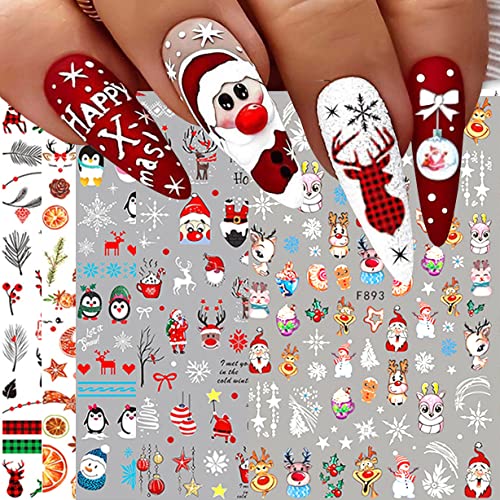 10 Blatt Nagelsticker Weihnachten Nagelaufkleber Selbstklebend Rentier Stern Nail Art Sticker Dekoration Nageldesign Zubehör von jmeowio