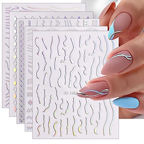 JMEOWIO Nagelsticker Aurora 12 Blatt Nail Art Sticker Selbstklebend Nagelaufkleber Holografisch Dekoration Nageldesign Zubehör von jmeowio
