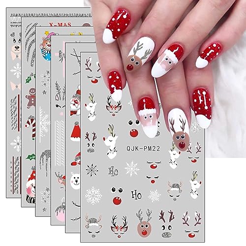 JMEOWIO Nagelsticker Glitzer Weihnachten 10 Blatt Nail Art Sticker Selbstklebend Nagelaufkleber Schneeflocken Winter Dekoration Nageldesign Zubehör von jmeowio