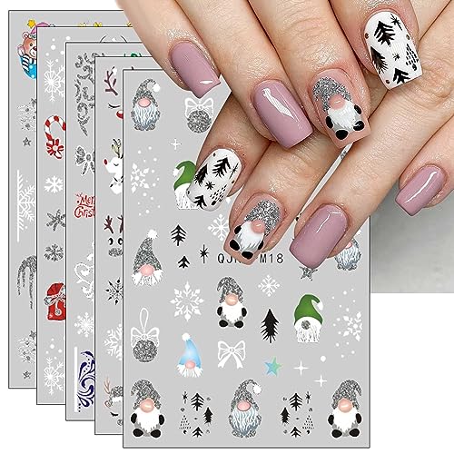 JMEOWIO Nagelsticker Glitzer Weihnachten 10 Blatt Nail Art Sticker Selbstklebend Nagelaufkleber Schneeflocken Winter Dekoration Nageldesign Zubehör von jmeowio