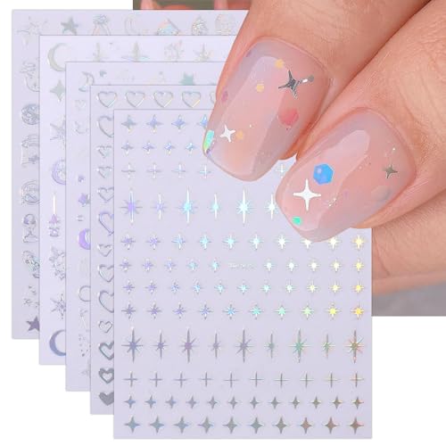 JMEOWIO Nagelsticker Stern 10 Blatt Nail Art Sticker Selbstklebend Nagelaufkleber Aurora Dekoration Nageldesign Zubehör von jmeowio