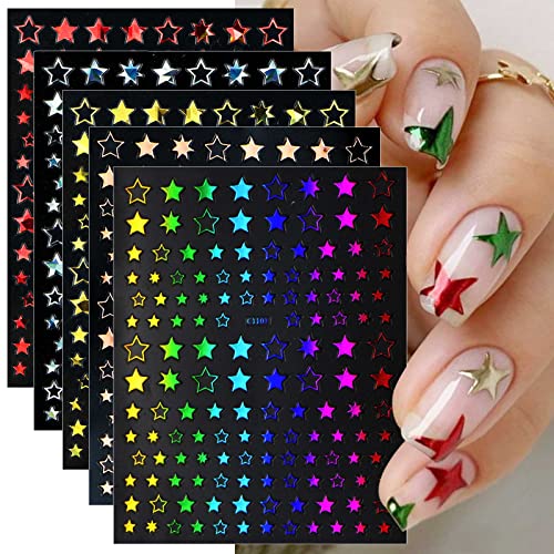 JMEOWIO Nagelsticker Stern 9 Blatt Nail Art Sticker Selbstklebend Nagelaufkleber Mädchen Dekoration Nageldesign Zubehör von jmeowio