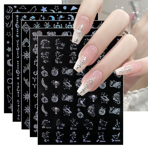 JMEOWIO Nagelsticker Sternbild Stern 10 Blatt Nail Art Sticker Selbstklebend Nagelaufkleber Aurora Dekoration Nageldesign Zubehör von jmeowio