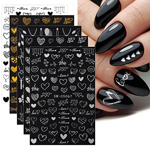 JMEOWIO Nagelsticker Valentinstag 12 Blatt Nail Art Sticker Selbstklebend Nagelaufkleber Herz Dekoration Nageldesign Zubehör von jmeowio