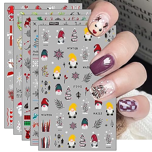 JMEOWIO Nagelsticker Weihnachten 10 Blatt Nail Art Sticker Selbstklebend Nagelaufkleber Schneeflocken Winter Dekoration Nageldesign Zubehör von jmeowio