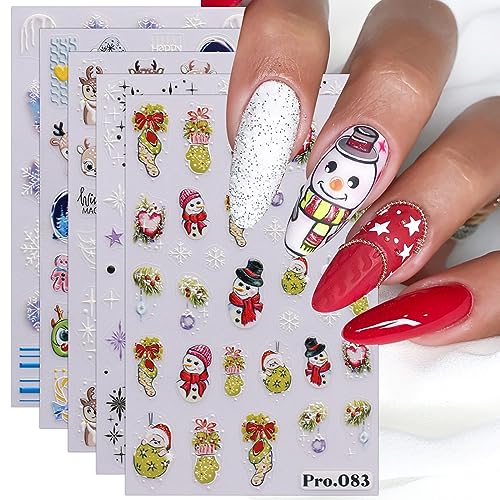 JMEOWIO Nagelsticker Weihnachten 6 Blatt Nail Art Sticker Selbstklebend Nagelaufkleber Schneeflocken Winter Dekoration Nageldesign Zubehör von jmeowio