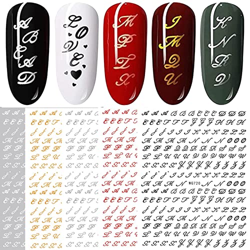 6 Blatt Nagelsticker Alte Alphabetzahlen Nagelaufkleber Selbstklebend Alte Briefe Nail Art Sticker Dekoration Nageldesign Zubehör von jmeowio