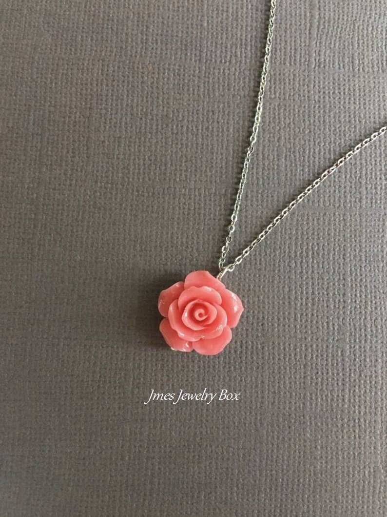 Koralle Rose Kette, Helllachs Rosa Blumen Rosen Schmuck, Blumen Schmuck Koralle Rose Kette, Helllachs Rosa Blumen Rosen Schmuck, Blumen Schmuck von jmesjewelrybox