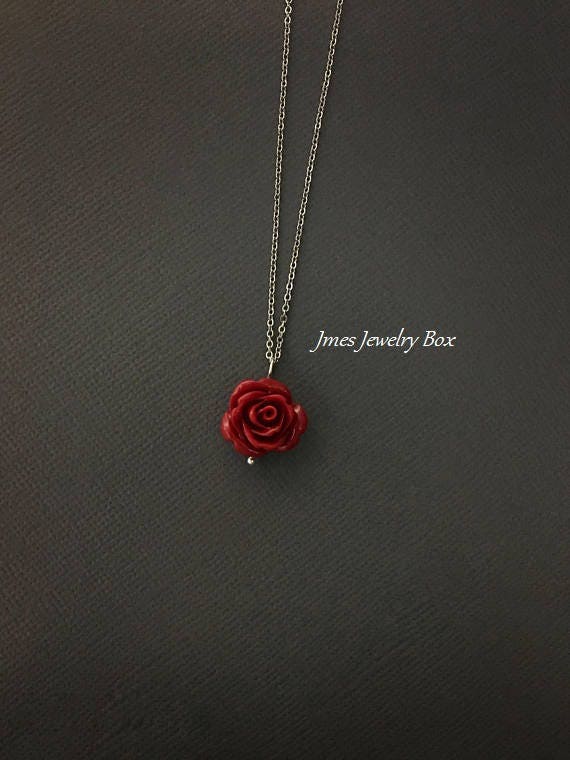 Rote Rose Halskette, Anhänger, Schmuck, Halsketten, Kleine Blumen Halsketten Rote Rose Halskette, Anhänger, Schmuck, Halsketten, Kleine Blumen Halsketten von jmesjewelrybox