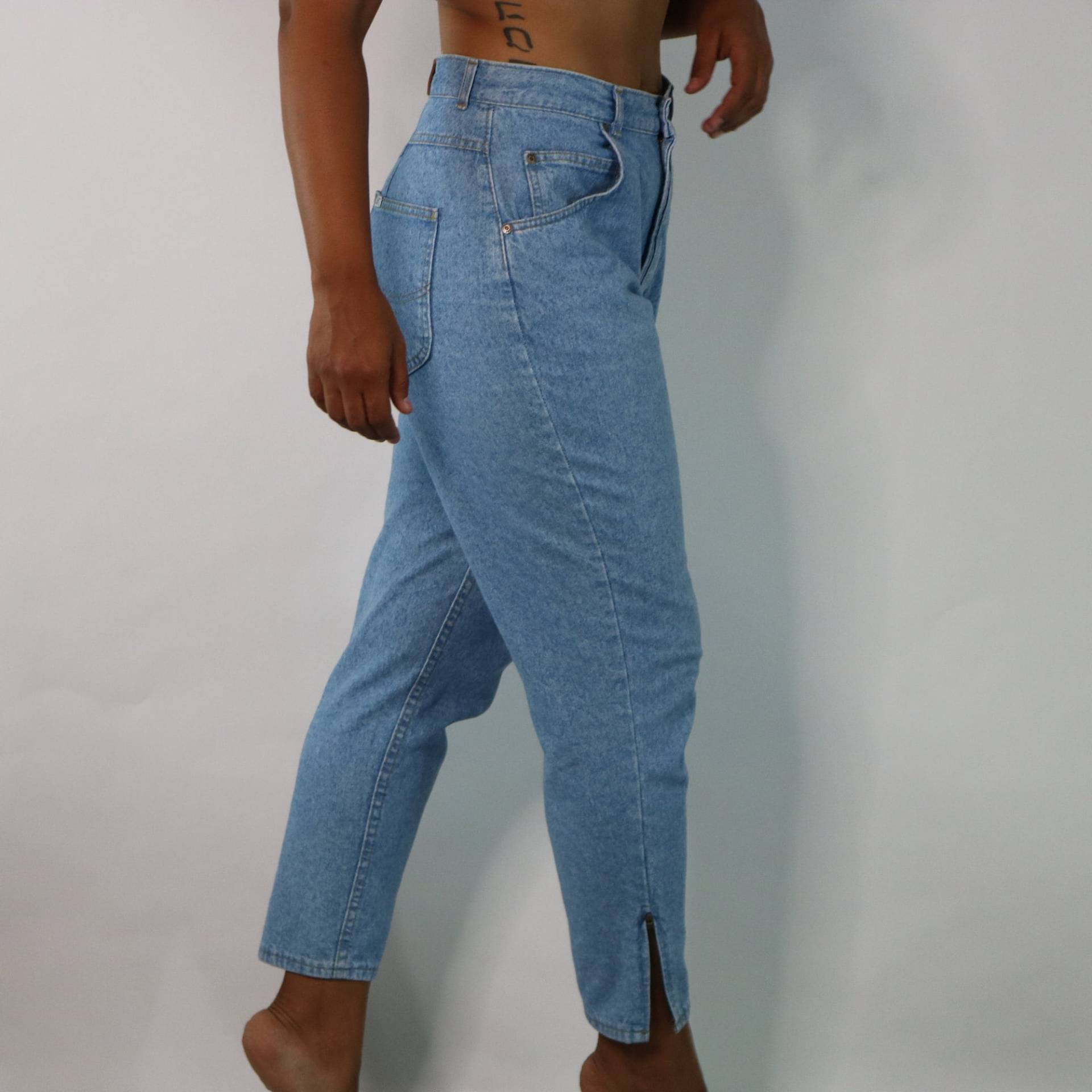 80Er Jahre Lee High Waist Mom Jeans Light Wash Zipper Ankle von jmichaelvintage