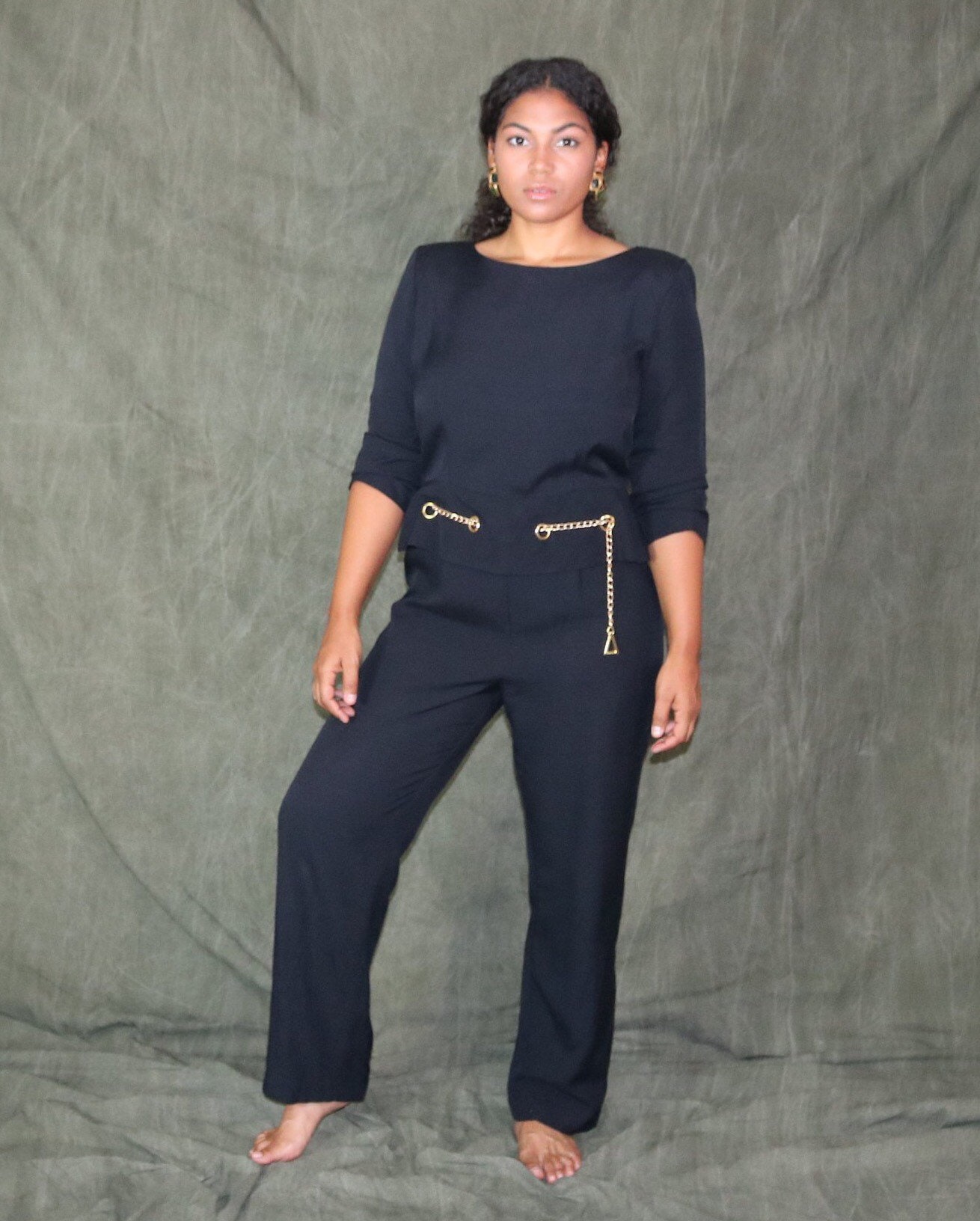 80Er Jahre Schwarz Jumpsuit | Peplum von jmichaelvintage