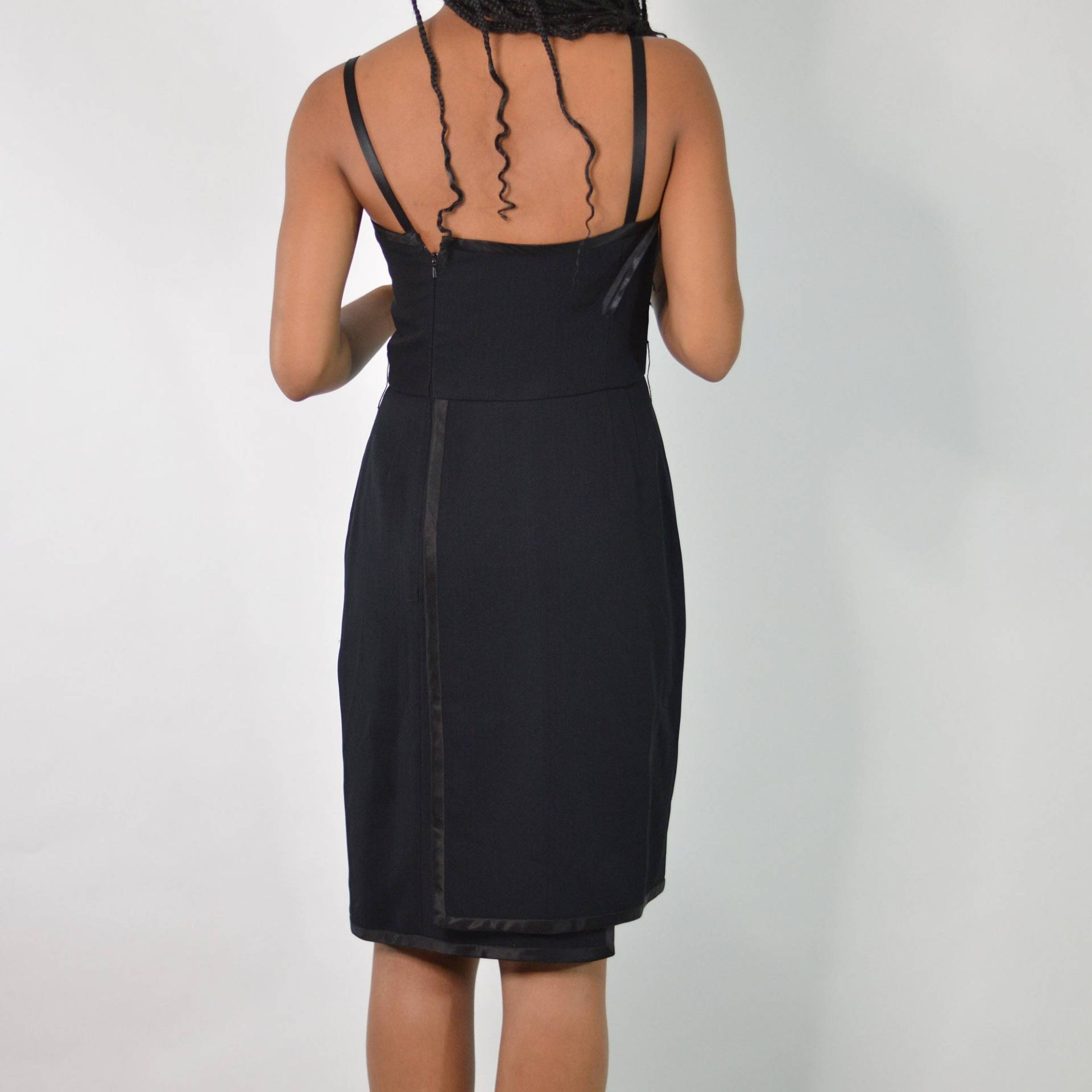 Vintage 80Er Jahre Bill Blass Schwarzes Kleid Satinborte Spaghettiträger von jmichaelvintage