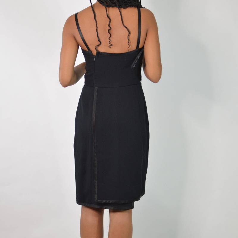 Vintage 80Er Jahre Bill Blass Schwarzes Kleid Satinborte Spaghettiträger von jmichaelvintage