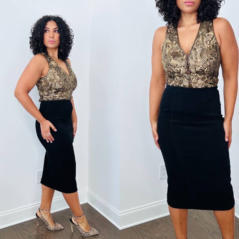 Vintage Bleistiftrock Aus Wildlederimitat Y2K T-Länge, Size 6 von jmichaelvintage