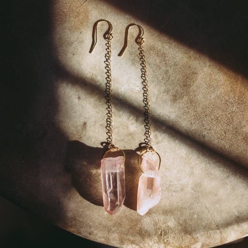 Rosenquarz + Gold Filled Ohrhänger | Ohrringe Kristall Rosenquarz + Gold Filled Ohrhänger | Ohrringe Kristall von jmostudiogoods
