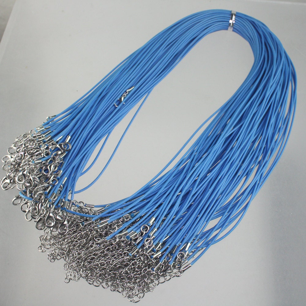 Blaue Baumwoll-Halskettenkordel Einstellbar 45-50 cm, Rhodium-Verschluss Blaue Baumwoll-Halskettenkordel Einstellbar 45-50 cm, Rhodium-Verschluss von joabeads