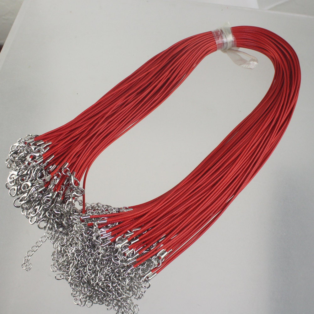 Rote Halskette Kordel Verstellbare 1, 5 Mm Baumwollkordel, Rhodium Verschluss Rote Halskette Kordel Verstellbare 1, 5 Mm Baumwollkordel, Rhodium Verschluss von joabeads