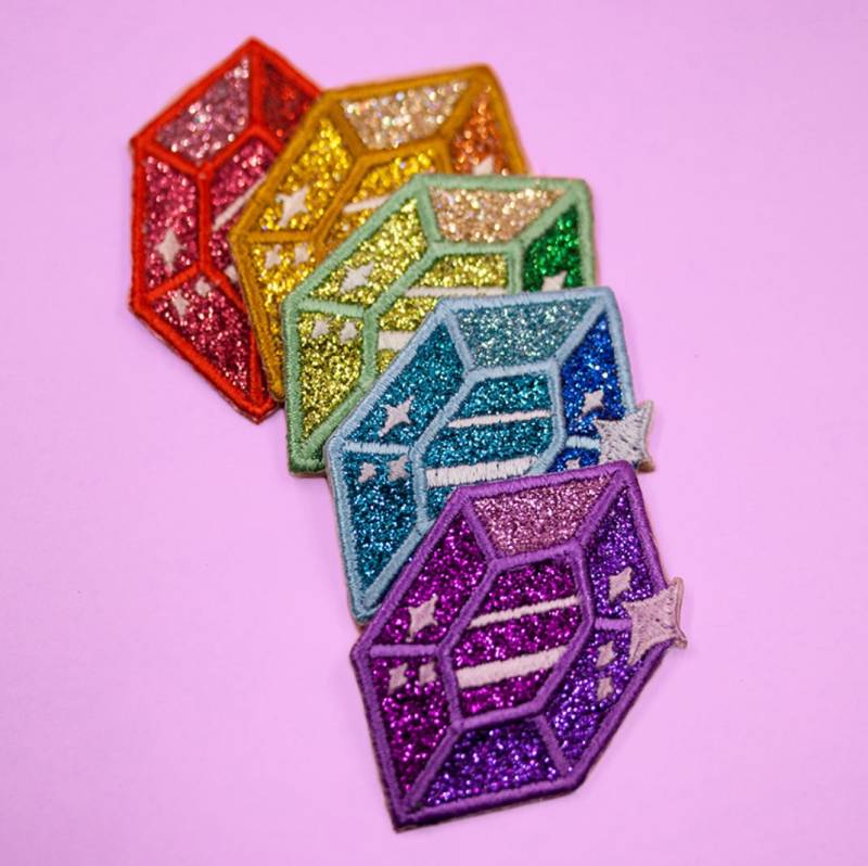 Gem Glitzer Gestickte Aufnäher | Videospiel Kristall Patches Rupie Gamer Süße Kawaii Glänzende Patch Legende Accessoire Für Die Gamerjacke von joannabehar