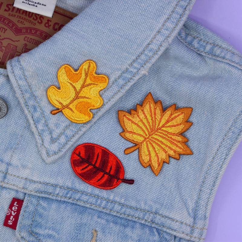 Herbst Blätter Aufnäher Set | Süßes Herbst Orange Rote Blätter Ahorn Natur Gesticktes Flair Für Jacken Süßer Naturliebhaber von joannabehar