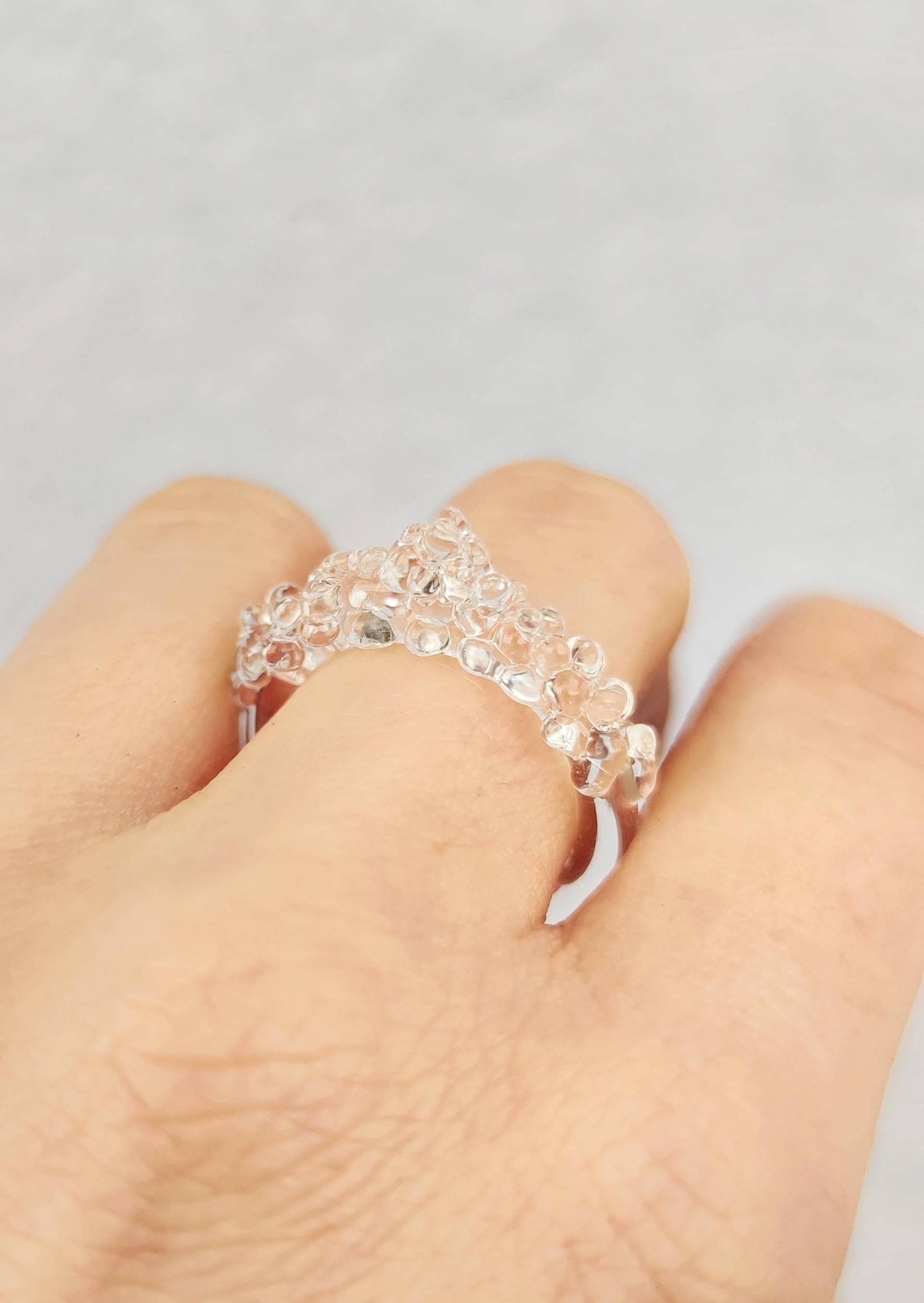 Glas Ring, Kristall Punkte Borosilikatglas Cocktailring, Aschenputtel Ring von joannamuzykastudio