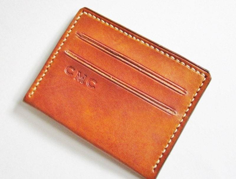 Id Herren Leder Geldbörse. Lederhülle Mit Steckfach - Individuelle Geldbörse Für Männer. Initialen. Schlanke Id-Geldbörse von johnbrandonUSA