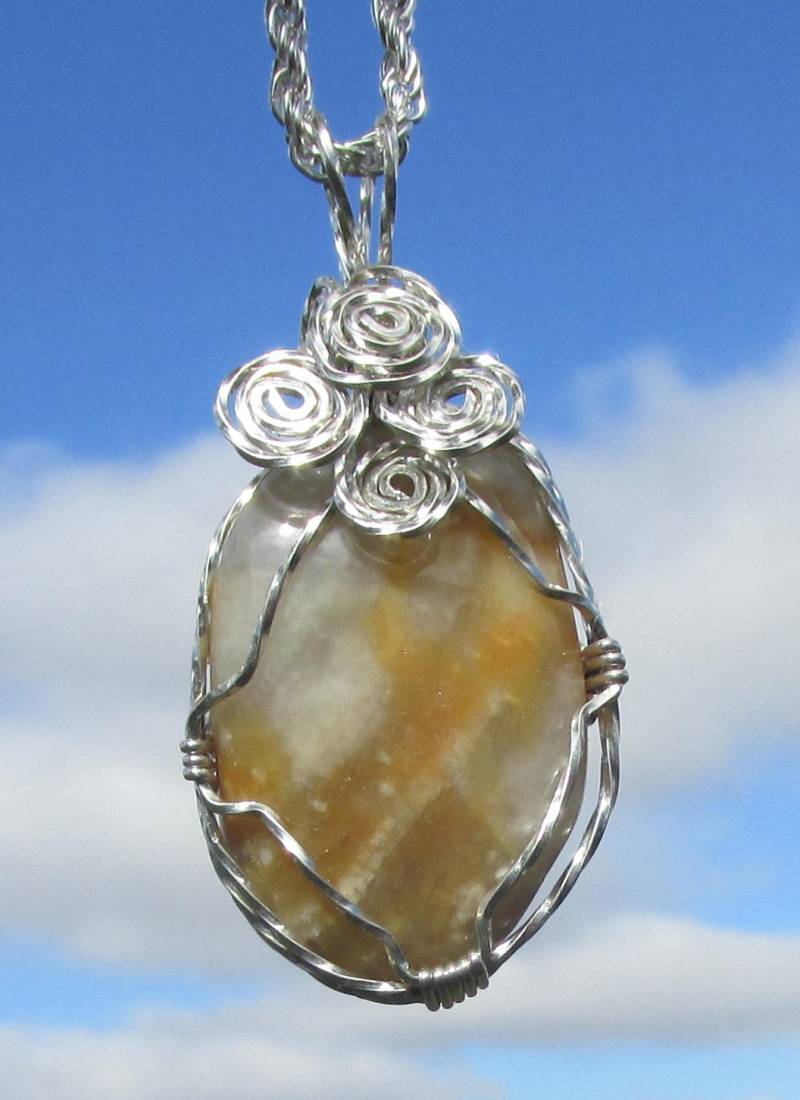 Achat-Freiform Cabachon Anhänger, Draht Gewickelt in Silber von johnchapman3