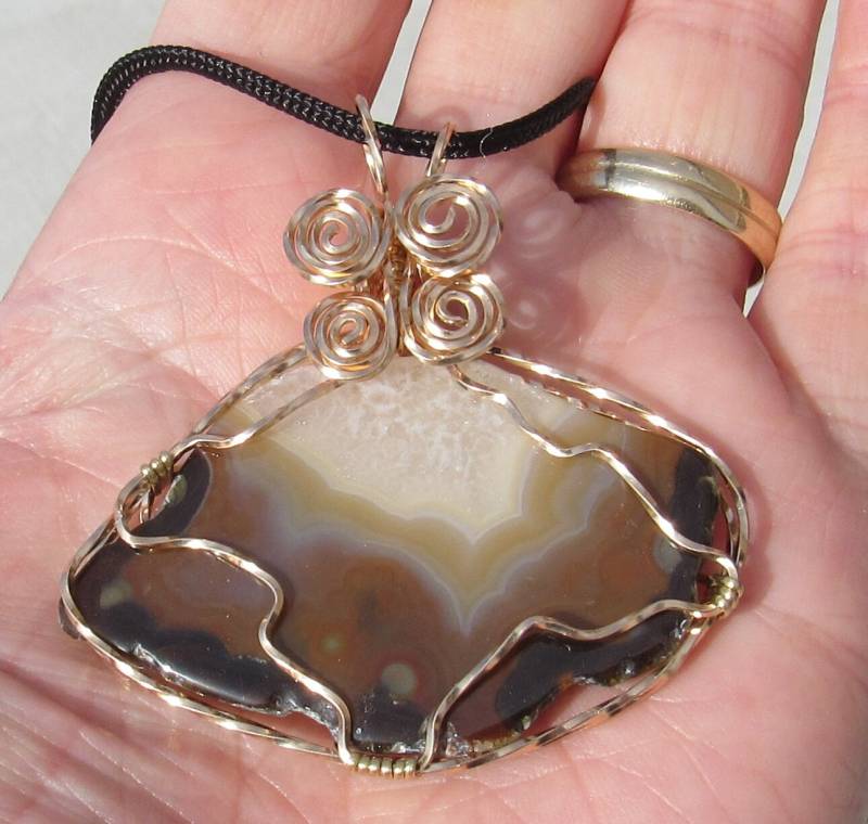 Achat Geode Scheibe Anhänger in Bronze-Draht Gewickelt von johnchapman3
