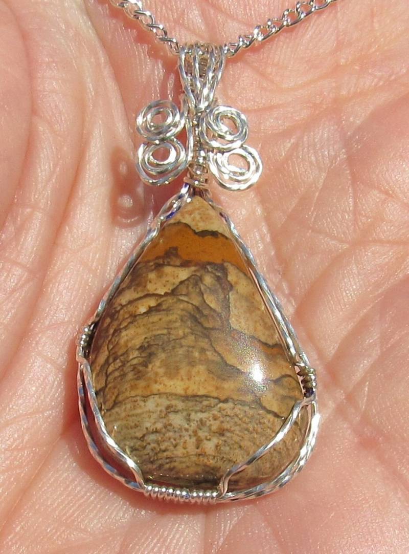 African Queen Jaspis, Cabochon Draht Umwickelt Anhänger in Silber Gefüllt Draht von johnchapman3